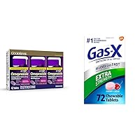 GoodSense Omeprazole 14 Count (Pack of 3) & Gas-X Extra Strength Chewable Gas Relief Tablets 72 Count Bundle