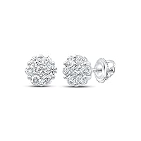 14K White Gold Diamond Flower Cluster Earrings 2-5/8 Ctw.