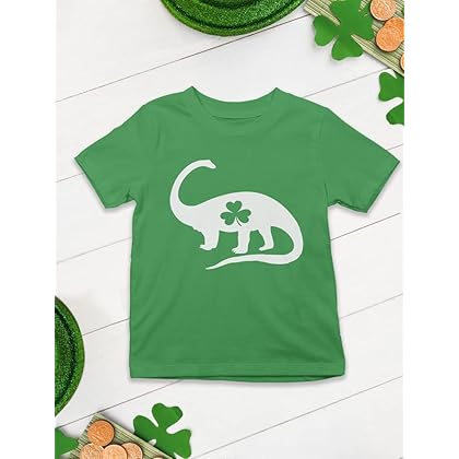 St Patrick Shirt for Boys Pattys Day T-Rex Leprechaun Toddler Kids T-Shirt