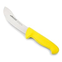 Arcos Skinning Knife 6 Inch Nitrum Stainless Steel and 160 mm blade. Ergonomic Polypropylene Handle. Series 2900. Features different handle colors to make it easier for each food group. Color Yellow.