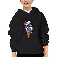Unisex Youth Hooded Sweatshirt Ice Cream Great Wave Cute Kids Hoodies Pullover for Teens