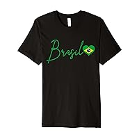 Brasil Heart Pride Brazil Brasilian Flag Premium T-Shirt