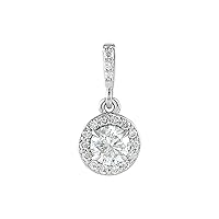 14k White Gold 3/8 CTW Natural Diamond Halo-Style Pendant Fine Jewelry Gift for Women