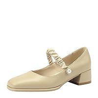 Women 4CM Block Heels Square Toe Princess Student Single Shoes Fashion Maid Office Lady Mary Jane Pumps