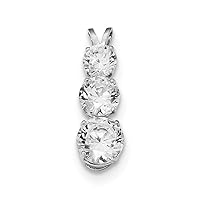 7mm 925 Sterling Silver Rhodium Plated Polished CZ Cubic Zirconia Simulated Diamond Round Shaped 3 Stone Pendant Necklace Jewelry Gifts for Women