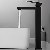 KES Bathroom Faucet Black Vessel Sink Faucet cUPC Certified, Single Hole Tall Bathroom Faucet Stainless Steel, L3156BLF-BK