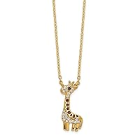 8.18mm Cheryl M 925 Sterling Silver Gold Plated Black White CZ Enamel Giraffe Necklace 18.25 Inch Jewelry for Women