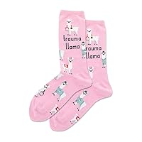 Hotsox Women's Trauma Llama Crew Socks 1 Pair, Pink, Women's 9-11