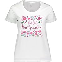 inktastic World's Best Grandma-Roses and Daisies Women's Plus Size T-Shirt
