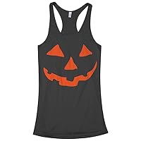 Threadrock Women's Orange Halloween Pumpkin Face Racerback Tank Top