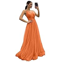 Basgute Tulle Long Bridesmaid Dresses for Wedding 2023 A Line V Neck Maxi Formal Prom Evening Party Gown for Women