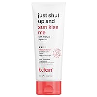b.tan Medium Gradual Self Tanning Lotion | Just Shut Up and Sun Kiss Me Everyday Glow Lotion - Develop a Bronzed Glow, Infused With Marula + Argan Oil, Vegan, Cruelty & Paraben Free, 236ml