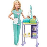 Careers Doll & Playset, Baby Doctor Theme with Blonde Fashion Doll, 2 Baby Dolls, Furniture & Accessories