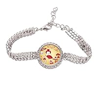 Red Yellow White Cup Sushi Japan Tennis Chain Anklet Bracelet Diamond Jewelry