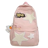Star Aesthetic Backpack Large Capacity Cute Kawaii Japanese Y2k Backpack Cottagecore Laptop Bag with Cute Accessories (Pink)