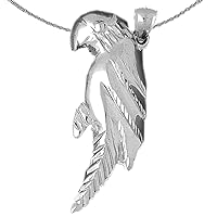 Silver Parrot Necklace | Rhodium-plated 925 Silver Parrot Pendant with 18