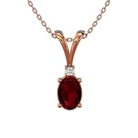 0.021 Carat Diamond and 2 Carat Oval Gemstone Pendant Necklace for Women in 10k Gold (I-J, SI1-SI2, cttw) Lobster Claw Birthstone Jewelry for Her by VVS Gems