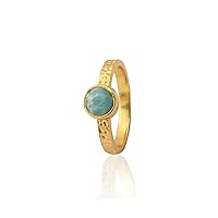 Gift For Her Jewelry | Handmade Round Shape Black Onyx Statement Bezel Sett Ring | Gemstone Brass Gold Plated Wholesale Single Stone Ring | 2120 1