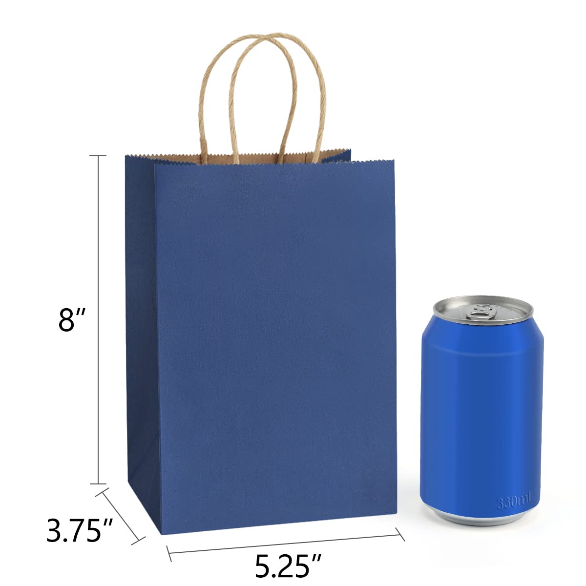 BagDream Kraft Gift Bags 50Pcs 5.25x3.75x8 Inches Small Paper Bags with Handles Bulk Wedding Party Favor Bags Shopping Retail Merchandise Bags Navy Blue Gift Bags Paper Sacks