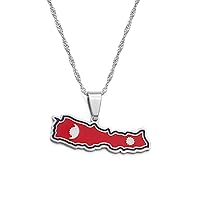 Nepal Map Flag Pendant Necklaces - Ethnic Hip Hop Country Maps Flag Necklace for Women/Girls Men Charm Jewelry Clav