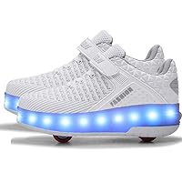 Aikuass USB Chargable LED Light Up Roller Shoes Wheeled Skate Sneaker Shoes for Boys Girls Kids