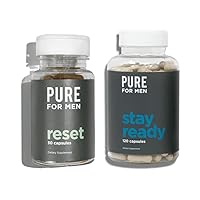 Pure for Men Original Vegan Cleanliness Fiber Supplement, 120 Capsules & Reset Detox Supplement, 30 Capsules