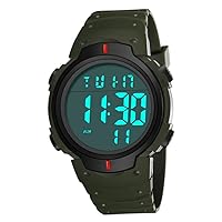 Digital Wrist Watch LED Waterproof Electronic Stopwatch Luminous Easy Read Sports Watch Green,Sports Watch