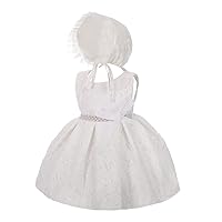 Dressy Daisy Baby Girls' Beaded Baptism Christening Wedding Lace Dresses Outfit with Bonnet