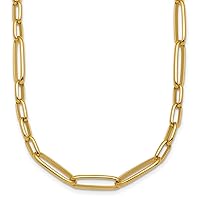 18k Yellow Gold Mixed Link Elongated Oval High Polish Link Chain Necklace