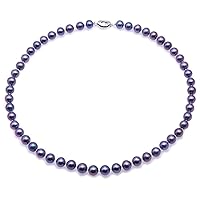 JYX Pearl Strand Necklace AA Quality 7-8mm Near Round Cultured Freshwater Pearl Necklace 18