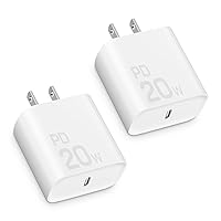 USB C Charger Block 20W-Type C Charger Fast Charging for IP 15/15 Pro/15 Plus/15 Pro Max/14/13/12/11/SE/XR/8, i Pad Pro/Mini, Galaxy, Pixel 4/3 and More [2 Pack]