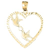 Silver Love Birds Heart Pendant | 14K Yellow Gold-plated 925 Silver Love Birds Heart Pendant