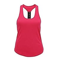 AA Sportswear Ladies Charcoal Racerback Fitness Yoga Gym Vest(10-Pink)