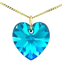 Lua Joia Girls Birthstone Necklace Heart Pendant with Austrian Crystal & Short Gold Chain - Anti Tarnish Jewelry Gift for Daughter, Wife, Birthday, Mother’s Day, Anniversary & Valentine’s