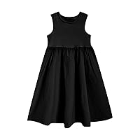 LRSQOICM Retro Dress for Toddlers Sleeveless Casual Sundress Holiday Solid Color Princess Skirt Sundress Size 6