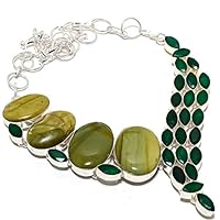 NATRYSTAL GEMS™ Polychrome, Emerald Gemstone Handmade 925 Sterling Silver Jewelry Necklace 18
