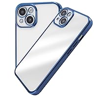 Digital Alchemist iPhone 13 Clear Case Camera Lens Surroundings Protection Shockproof Drop Prevention with Strap Hole Metallic Bumper Blue
