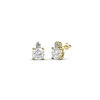 Round Sapphire Diamond 5/8 ctw 2 Stone Womens Stud Earrings 14K Gold