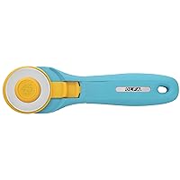 OLFA 45mm Quick-Change Rotary Cutter (RTY-2/C) - Rotary Fabric Cutter w/ Blade Cover for Crafts, Sewing, Quilting, Replacement Blade: OLFA RB45-1 (Aqua)