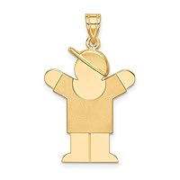 14k Yellow Gold Solid Boy with Hat on RightCustomize Personalize Engravable Charm Pendant Jewelry Gifts For Women or Men (Length 1.17