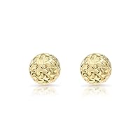 14k Yellow Gold Diamond-cut Ball Stud Earrings