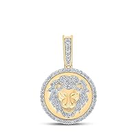 The Diamond Deal 10kt Yellow Gold Mens Round Diamond Lion Face Charm Pendant 1/2 Cttw