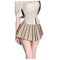 Autumn Student Girls High Waist Pleated Mini Skorts Skirt, Korean Women Cute Sexy Skirts