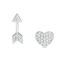 1/5 Cttw Diamond Heart and Arrow Stud Mis-matched Earrings in Sterling Silver (I-J/13)