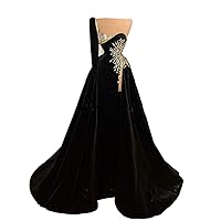 Black Velvet Crystals Mermaid One Shoulder Prom Shower Party Evening Dress Bridesmaid Pageant Celebrity Gown