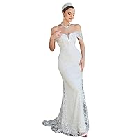 Elegant Wedding Dresses Mermaid Off Shoulders 2022 New Ever Pretty Lace Floor Length Bride Gown Dress White