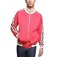 G-Style USA Men's Tri-Colored Solid and Striped Luxury Brand Style Zipper Track Jacket