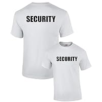 Security Short Sleeve T-Shirt Printed On Both Sides Police Patrol Mall Event Staff Uniform Concert Stadium Game-White-M