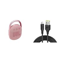 Clip 4 - Portable Mini Bluetooth Speaker -(Pink) and InfinityLab InstantConnect USB-A to Lightning -Charging Cable for iPhone and iPad - Black