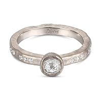 Boheme Lava 18K White Gold Organic Bridal Halo Engagement Ring with GIA Certified Natural Center Diamond